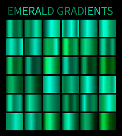 Emerald gradients collection for design. Collection of shiny green gradient illustrations for backgrounds, cover, frame, ribbon, banner, label, flyer, card, poster etc