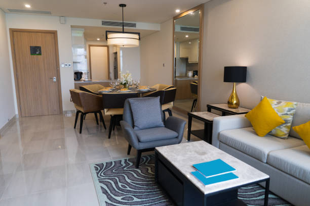 istock Hotel apartment with living room and kitchen 932613174