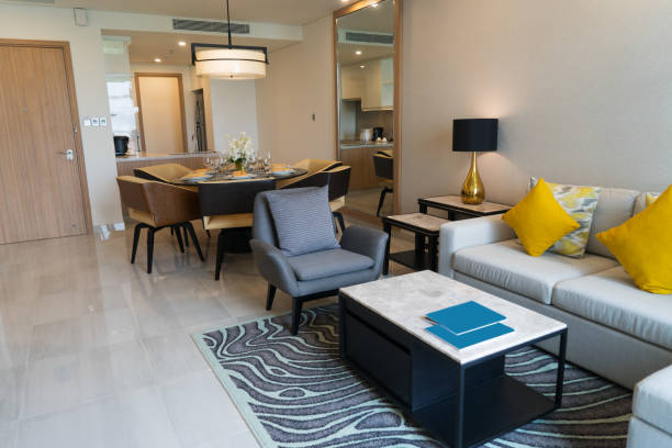 istock Luxurious furnished living room in studio flat 932613182