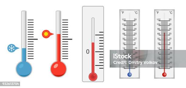 Thermomètre Un Ensemble De Thermomètres Pour Mesurer La Température Thermomètres Réalistes Vecteurs libres de droits et plus d'images vectorielles de Température