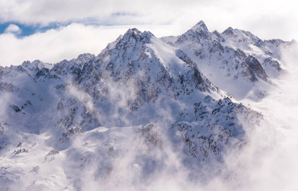 istock Winter mountains panorama with ski slopes, Bareges, Pyrenees 932623520