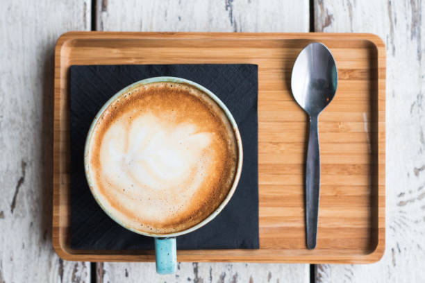 Cup of coffee cappuccino latte art trendy cafe