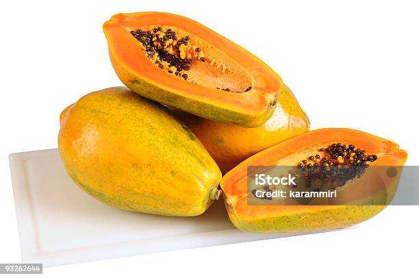 Papaya Stock Photo - Download Image Now - Color Image, Cutting Board, Directly Above