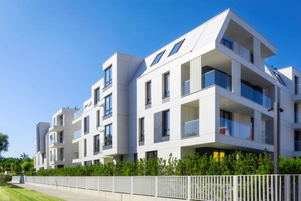 istock New apartment buildings with a modern white facade 932628370