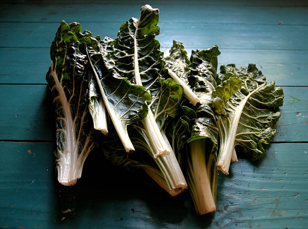 Swiss chard leaves stock photo