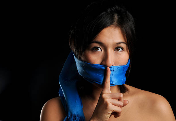 sei still - bound gagged stock-fotos und bilder