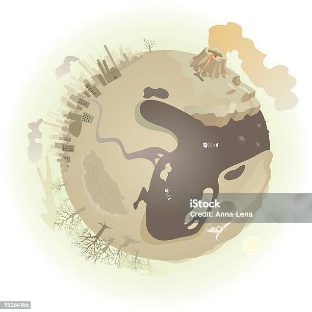 Einsames Planet Stock Vektor Art und mehr Bilder von Abholzung - Abholzung, Abwasser, Farbbild