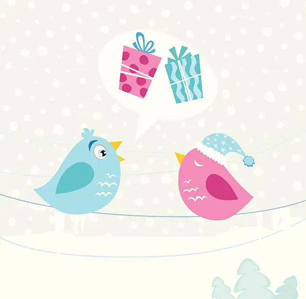 Vector illustration of Christmas birds
