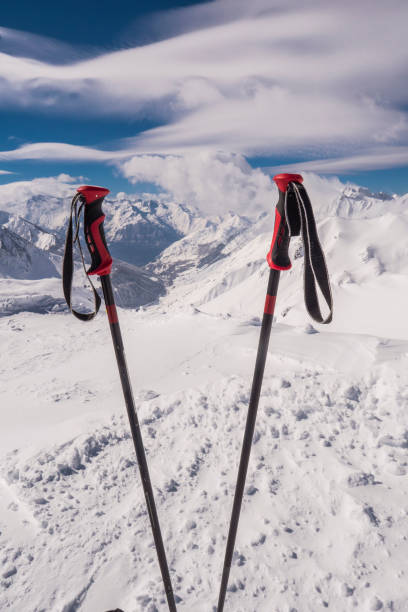 Winter mountains panorama with ski slopes, Bareges, Pyrenees