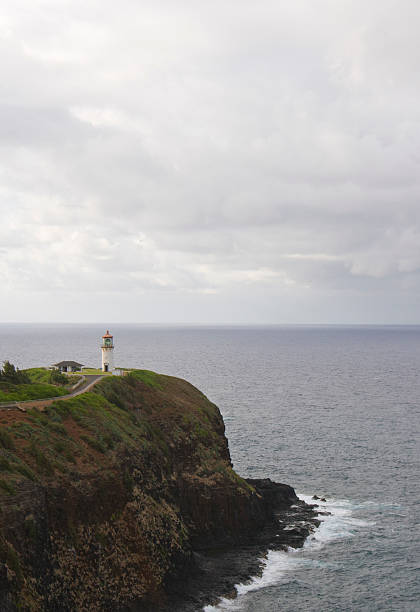 Lighthouse on Cliff stock photo
