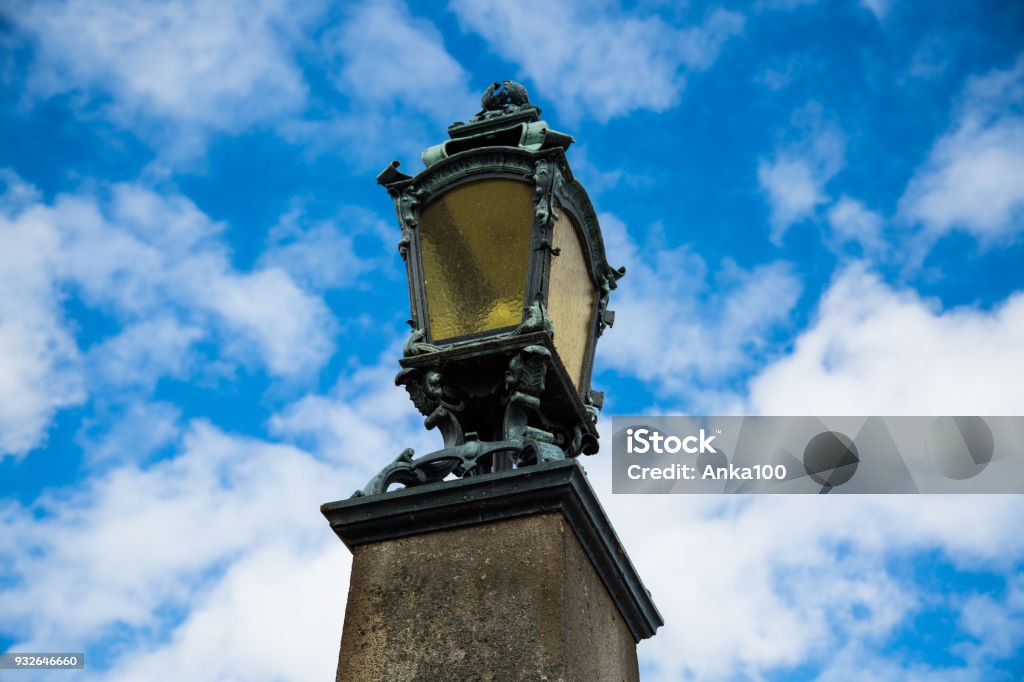 Laternen Lampe, blauer Himmel, München - Lizenzfrei Bauwerk Stock-Foto