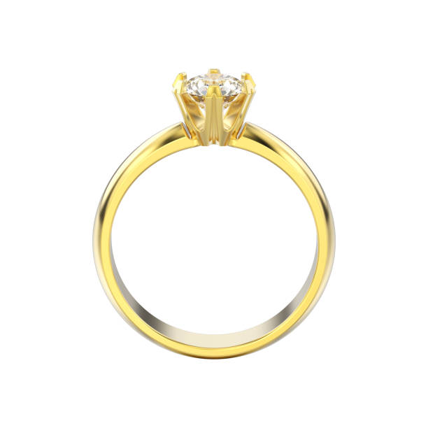 istock 3D illustration isolated yellow gold solitaire engagement diamond ring 932650186