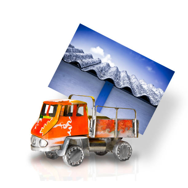 istock Truck loaded asbestos panel - Removal amiante concept image 932650314