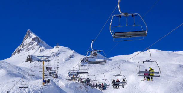 istock Winter mountains panorama with ski slopes, Bareges, Pyrennees 932650626