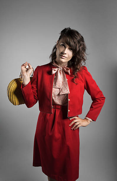 Woman in red stock photo