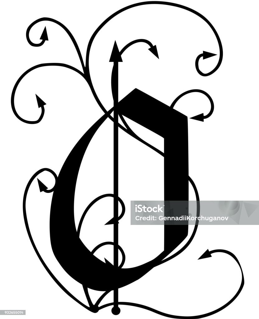 Letter O with arrows Letter O with arrows isolated on white background Alphabet stock vector