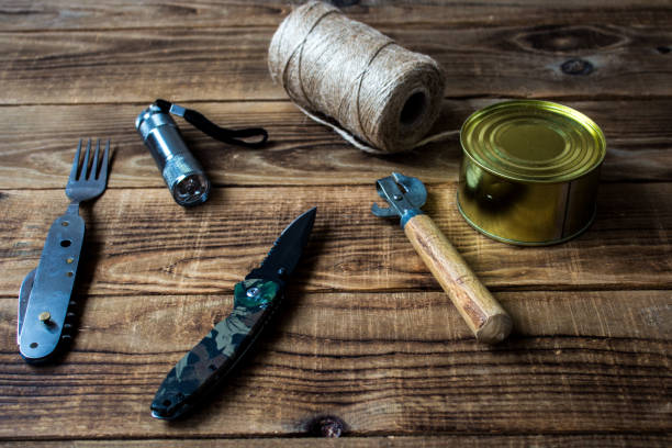 istock hiking set on a wooden background 932662106