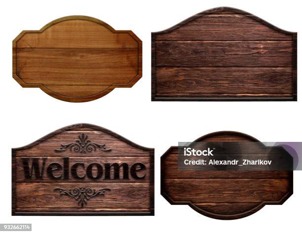 A Set Of Dark Brown Wooden Boards Isolated On A White Background Stock Photo - Download Image Now