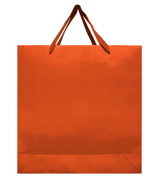pomarańczowa torba papierowa - shopping bag orange bag handle zdjęcia i obrazy z banku zdjęć