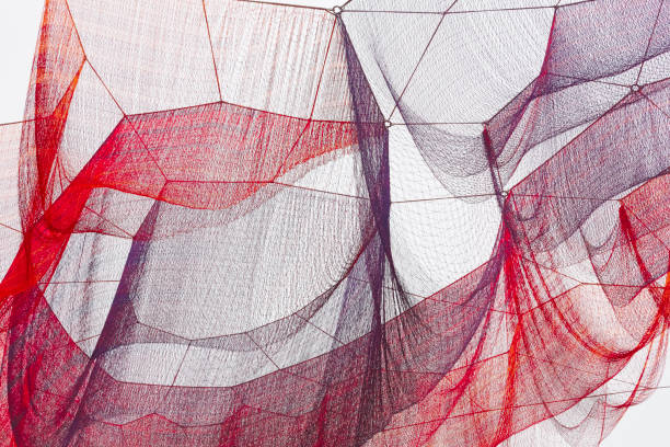 istock Red and purple nets under the ski. Textured background 932666834