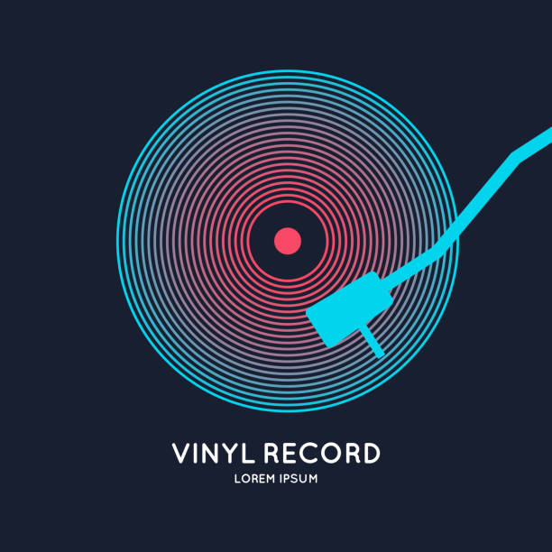 ilustrações de stock, clip art, desenhos animados e ícones de poster of the vinyl record. illustration music on dark background - dj
