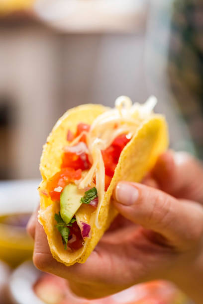 istock Mexican Tacos with Omelet Egg, Spicy Salsa and Avocado 932679978