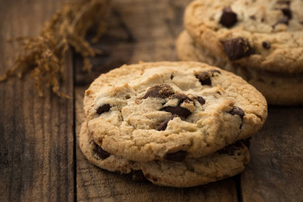 istock Chocolate chip cookies on old wooden table 932680492