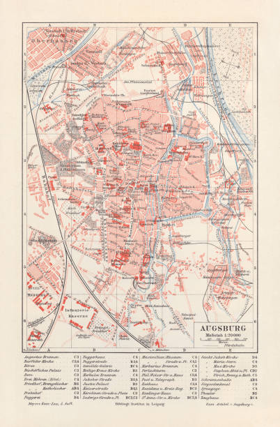 istock City map of Augsburg, Bavaria, Germany, lithograph, published in 1897 932683670