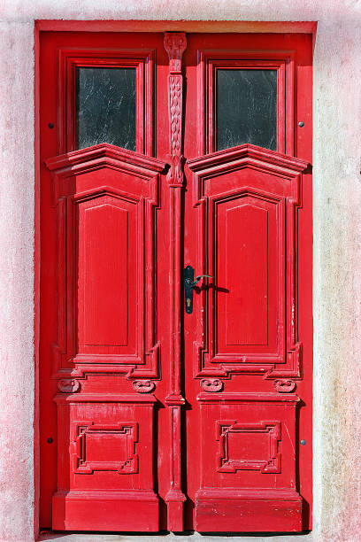 istock Red vintage doors 932684086