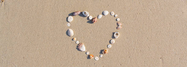 istock Heart shaped from shells lies on a beach in the sand on Koh Samui 932688952