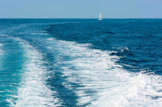 A big white yacht moored on the Ioanian sea, Greece.