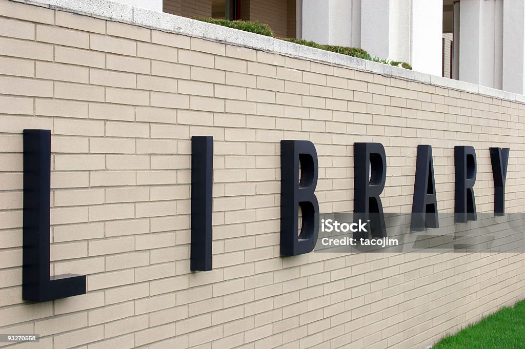 Biblioteca placa - Foto de stock de Biblioteca royalty-free