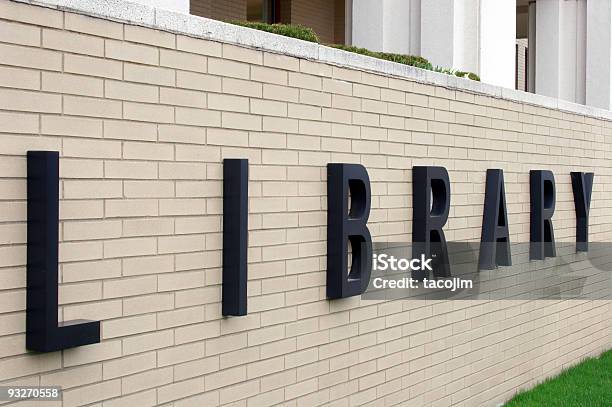 Foto de Biblioteca Placa e mais fotos de stock de Biblioteca - Biblioteca, Edifício público, Estrutura construída