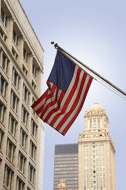 istock American Flag in Chicago 93270989