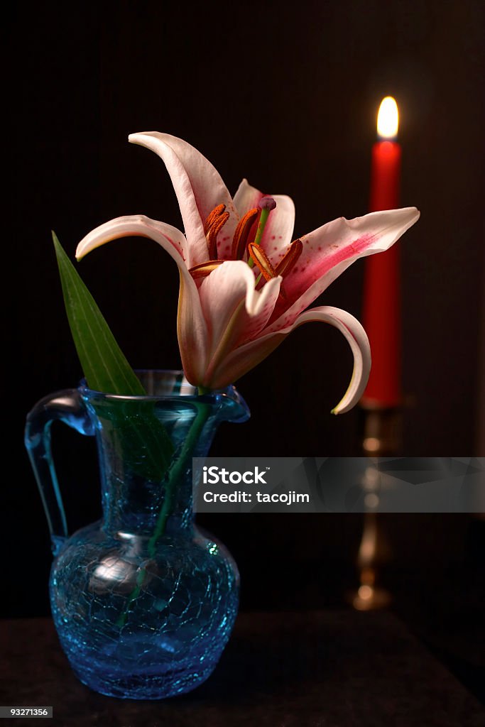 Flor Candlelit & Jarra - Royalty-free Alto-Contraste Foto de stock