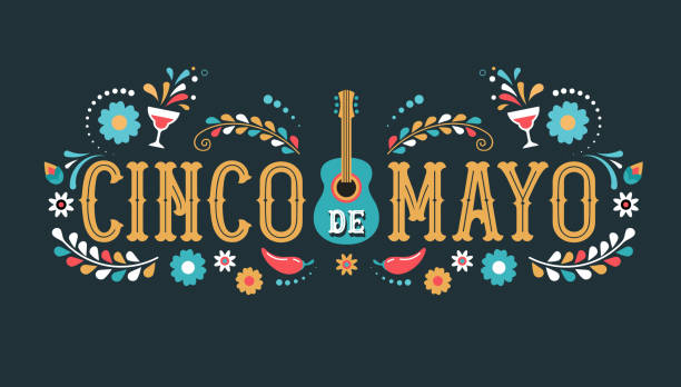 cinco de mayo - 5 mayıs, meksika federal tatil. bayrakları ile fiesta afiş ve poster tasarımı - meksika kültürü stock illustrations