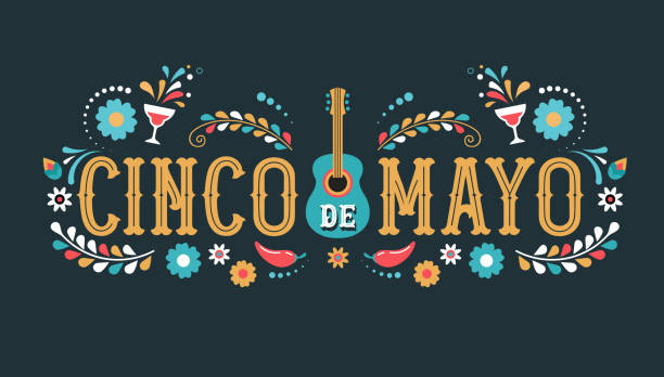 辛科 de 梅奧-5月5日, 聯邦假日在墨西哥。帶有旗幟的嘉年華橫幅和海報設計 - 墨西哥 幅插畫檔、美工圖案、卡通及圖標