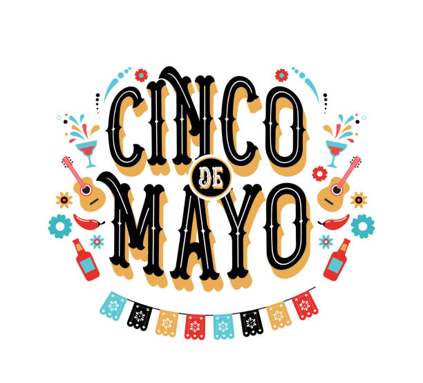 illustrations, cliparts, dessins animés et icônes de cinco de mayo - 5 mai, jour férié fédéral au mexique. conception de bannières et affiches fiesta avec drapeaux - sombrero hat mexican culture isolated