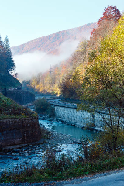 istock Autumn Carpathian mountains and river, Ukraine 932724124