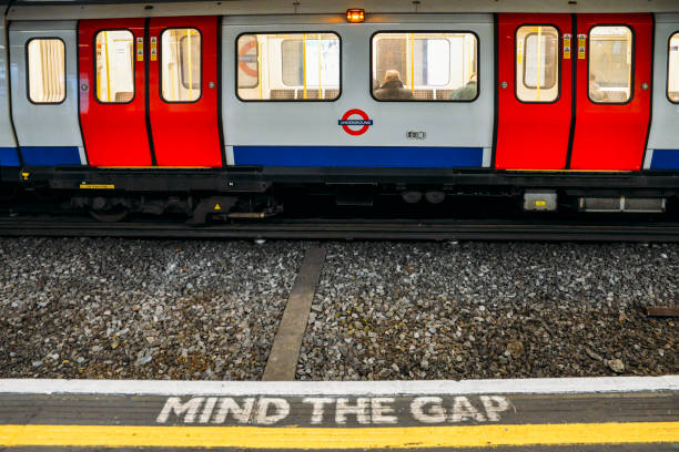 London, UK - March 10, 2018: Mind the gap, warning in the London underground - UK