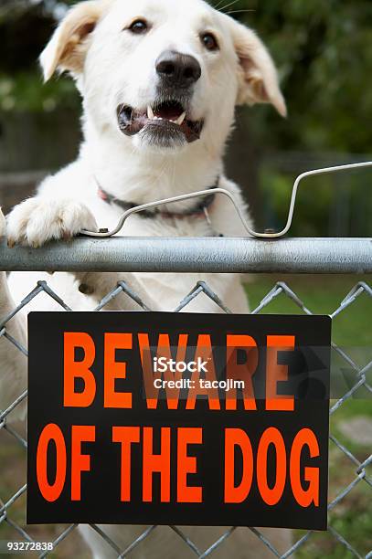 Foto de Beware Of Dog e mais fotos de stock de Placa Beware of Dog - Placa Beware of Dog, Agressão, Ajardinado