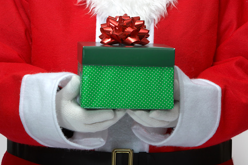 Santa presents a present