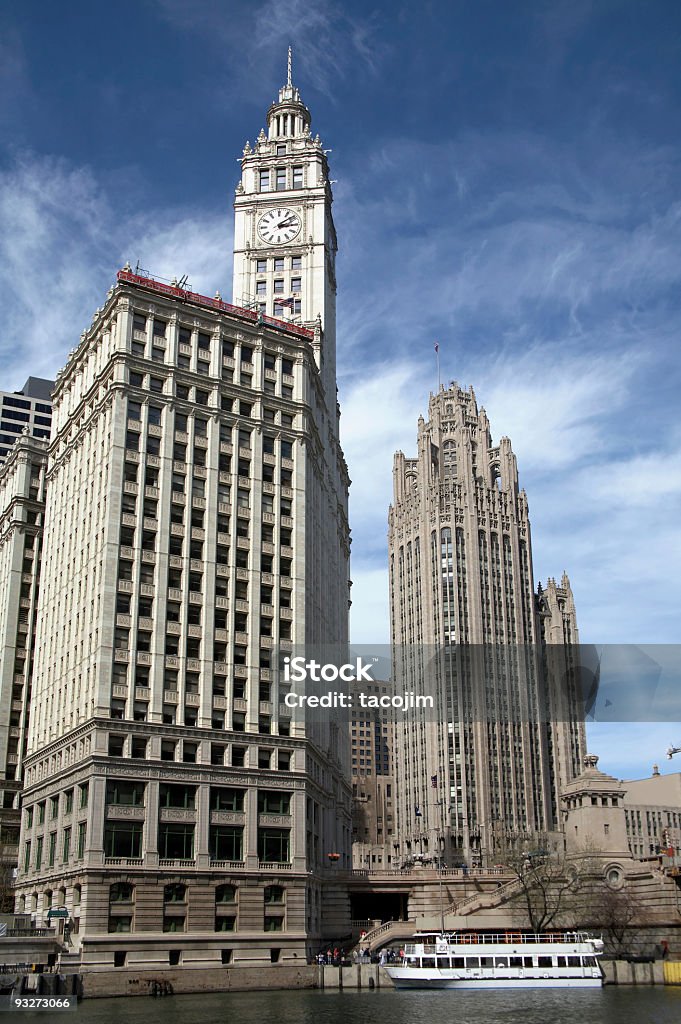 Chicago edifícios-Wrigley, a Tribune - Foto de stock de Arquitetura royalty-free