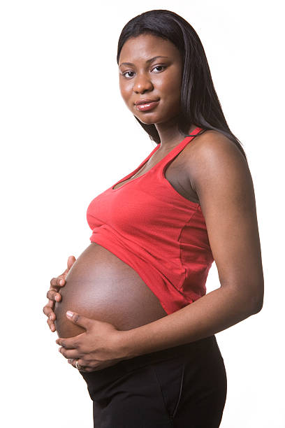 baby on board - pregnant isolated on white stockfoto's en -beelden