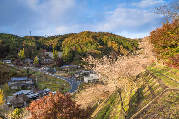 istock shiraito Waterfall in autumn season with green and red maple tree 932743688