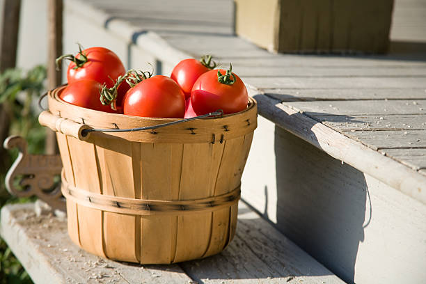 Tomatoes on a farmhouse porch