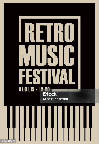 Banner Für Retromusikfestival Mit Klaviertasten Stock Vektor Art und mehr Bilder von Klavier - Klavier, Poster, Musik