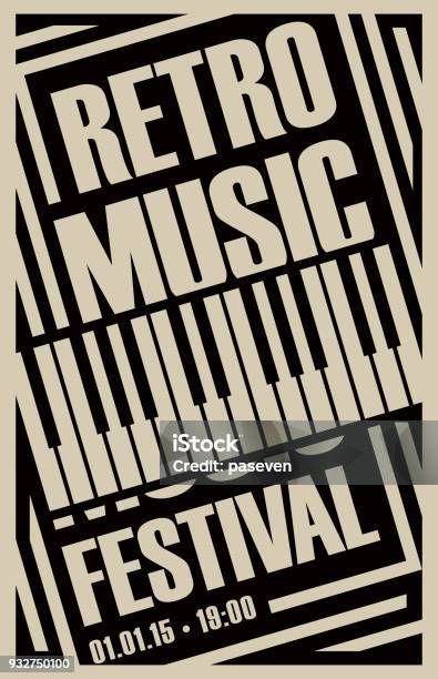 Banner Für Retromusikfestival Mit Klaviertasten Stock Vektor Art und mehr Bilder von Alt - Alt, Altertümlich, Analog