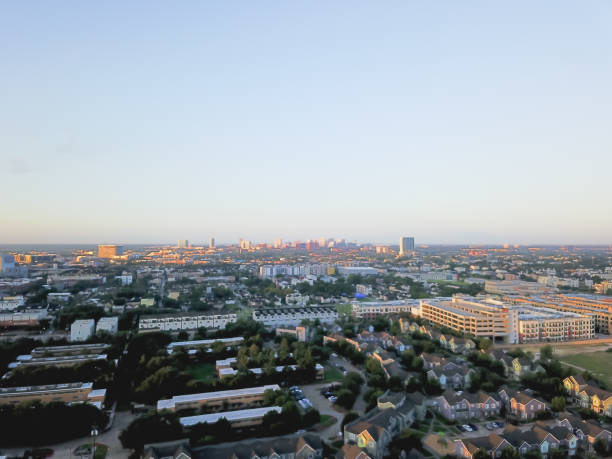 Aerial view Fourth Ward district west of downtown Houston, Texas