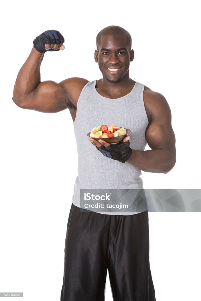 Atleta com tigela de frutas - Foto de stock de 20-24 Anos royalty-free